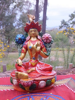 Hand painted clay Tara statue