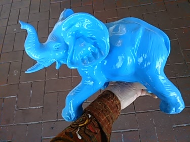 blue fibreglass elephant
