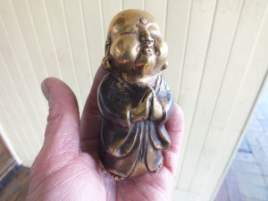 Praying Monk bronze statue