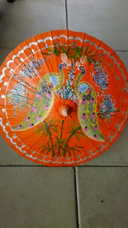 orange peacock parasol