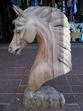 wood carved horse bust