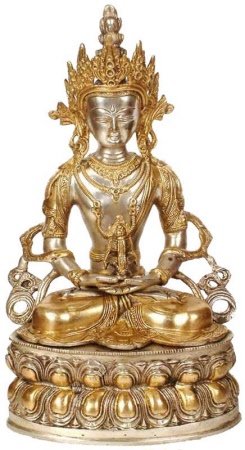 Amitabah Buddha Brass statue gold and silver colour